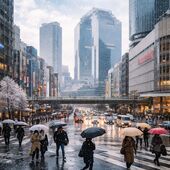 雪が降ってきている、週末の金曜日――
